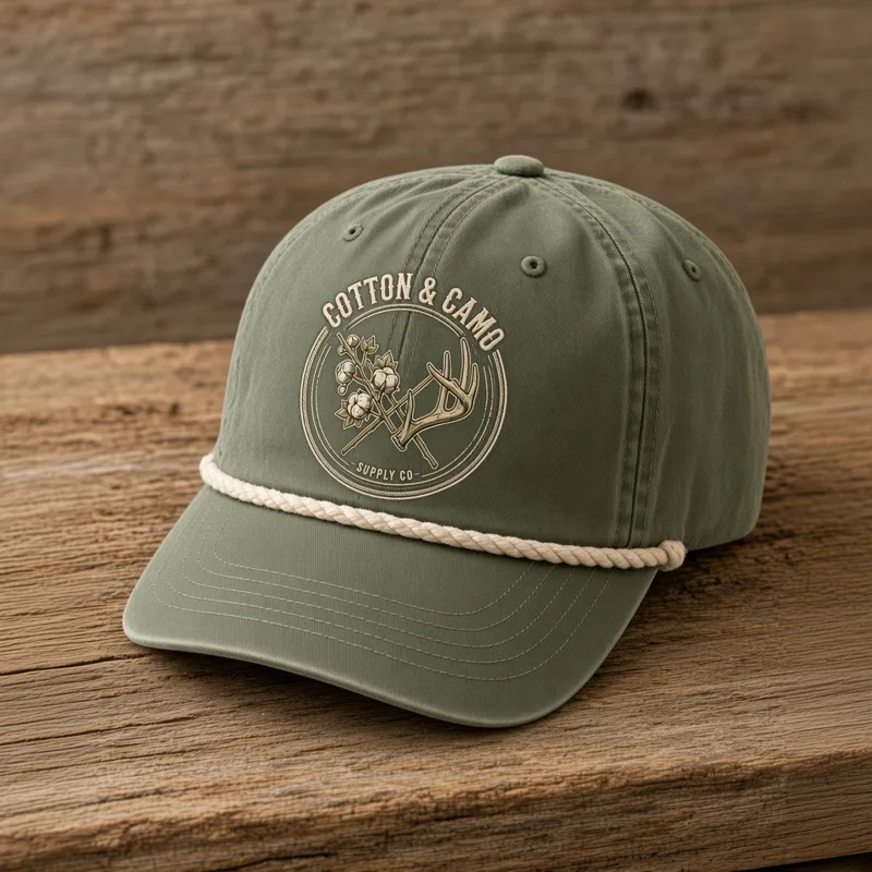 Badge Rope Hat front mockup (AI mockup)