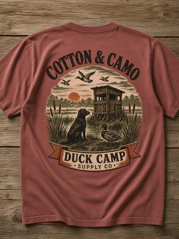 Duck Camp Pocket Tee front mockup (AI mockup)