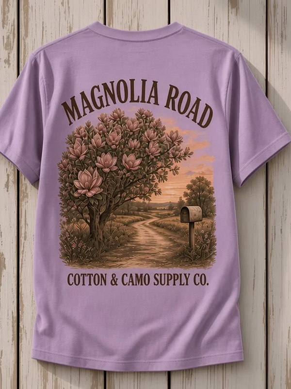 Magnolia Road Boxy Tee back print mockup (AI mockup)