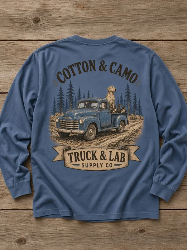 Truck & Lab Long Sleeve front mockup (AI mockup)